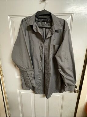 George Men's Gray Button-Up Shirt L